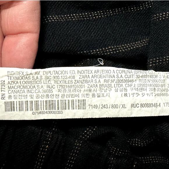 Zara Cropped Pin Striped Exposed Stitch Hem Women Size XL Pull On Comfort Pants - Picture 9 of 12